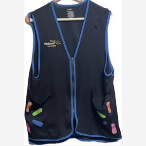 Walmart Employee Vest Women's Size Small Blue W/ Logo 2 Front Pockets Polyester